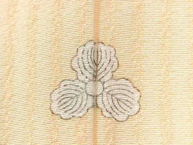 平和屋着物●上質な色無地　縞地紋　薄卵色　ロング丈　正絹　逸品　未使用　CABC7030yc
