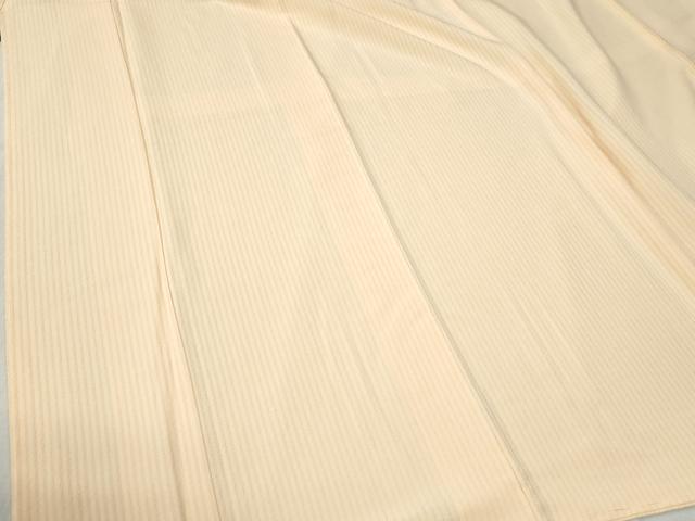 平和屋着物●上質な色無地　縞地紋　薄卵色　ロング丈　正絹　逸品　未使用　CABC7030yc