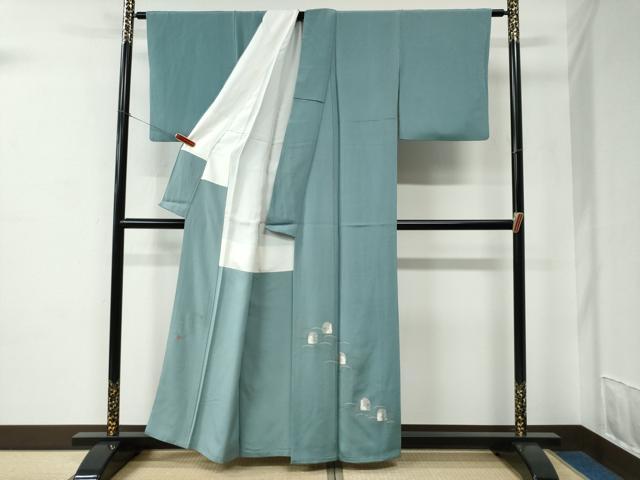平和屋着物●松尾光琳　色留袖　刺繍　芝草兎草花文　銀彩　鬼しぼ縮緬　正絹　逸品　CABC7031yc