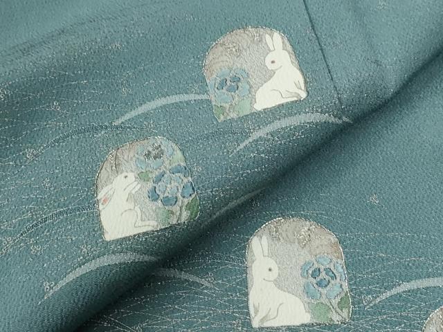 平和屋着物●松尾光琳　色留袖　刺繍　芝草兎草花文　銀彩　鬼しぼ縮緬　正絹　逸品　CABC7031yc