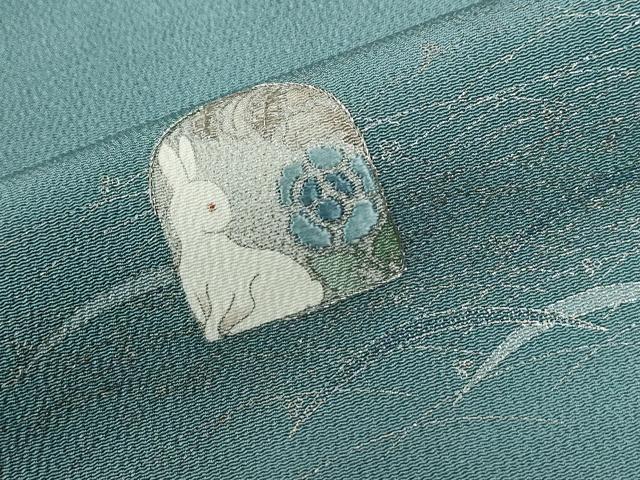 平和屋着物●松尾光琳　色留袖　刺繍　芝草兎草花文　銀彩　鬼しぼ縮緬　正絹　逸品　CABC7031yc