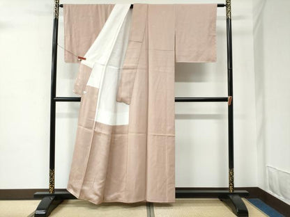 平和屋着物●上質な色無地　草木染　椿地紋　水柿色　鈴乃屋扱い　正絹　逸品　未使用　CABC7032yc