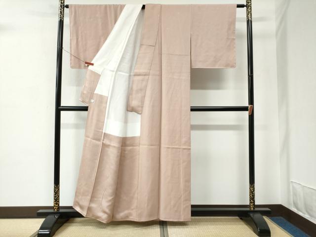 平和屋着物●上質な色無地　草木染　椿地紋　水柿色　鈴乃屋扱い　正絹　逸品　未使用　CABC7032yc