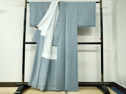 平和屋着物●上質な色無地　松花地紋　秘色色　正絹　逸品　未使用　CABC7034yc