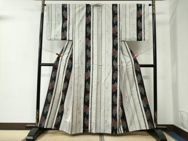 平和屋着物●本場大島紬　白大島　9マルキ　人物間道　正絹　逸品　CABC7042yc