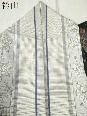 平和屋着物●本場大島紬　白大島　9マルキ　人物間道　正絹　逸品　CABC7042yc