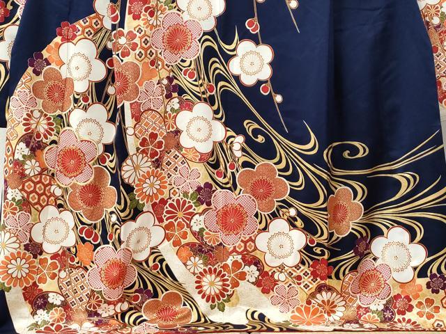 平和屋着物●豪華振袖　駒刺繍　吉祥梅文　金彩　正絹　逸品　CABC7044yc