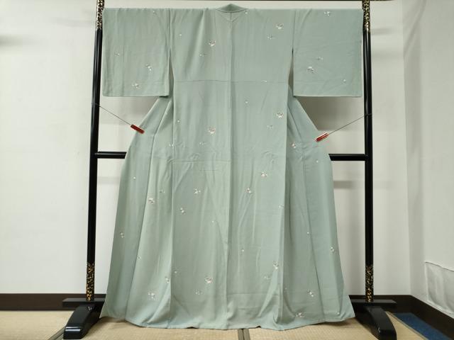 平和屋着物●上質な小紋　友禅　枝花文　正絹　逸品　CABC7045yc