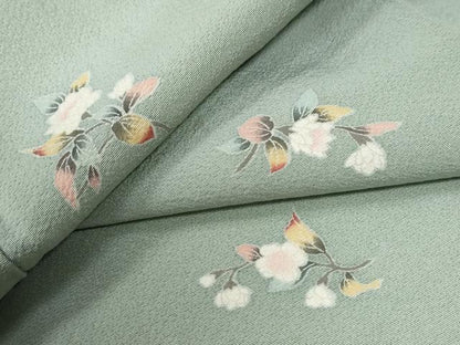 平和屋着物●上質な小紋　友禅　枝花文　正絹　逸品　CABC7045yc