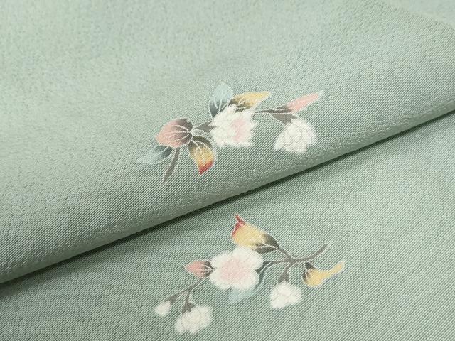 平和屋着物●上質な小紋　友禅　枝花文　正絹　逸品　CABC7045yc