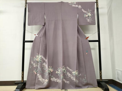 平和屋着物●本加賀友禅作家　鶴見保次　訪問着　枝花文　正絹　逸品　CABC7046yc