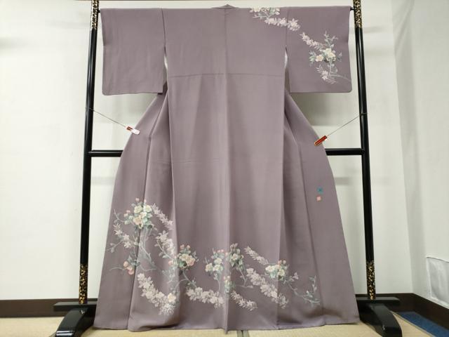 平和屋着物●本加賀友禅作家　鶴見保次　訪問着　枝花文　正絹　逸品　CABC7046yc