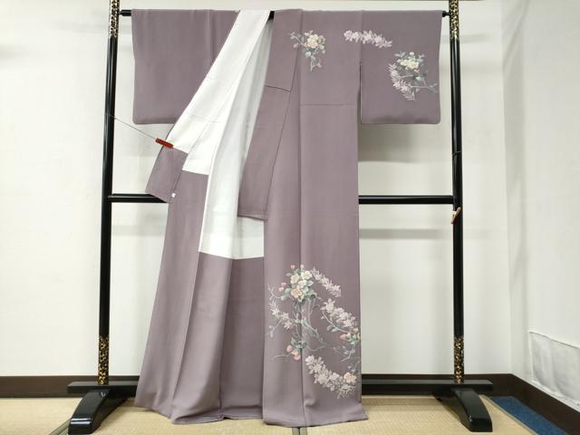 平和屋着物●本加賀友禅作家　鶴見保次　訪問着　枝花文　正絹　逸品　CABC7046yc