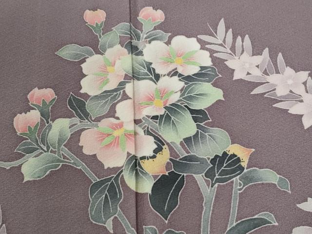 平和屋着物●本加賀友禅作家　鶴見保次　訪問着　枝花文　正絹　逸品　CABC7046yc