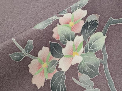 平和屋着物●本加賀友禅作家　鶴見保次　訪問着　枝花文　正絹　逸品　CABC7046yc