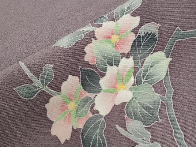 平和屋着物●本加賀友禅作家　鶴見保次　訪問着　枝花文　正絹　逸品　CABC7046yc