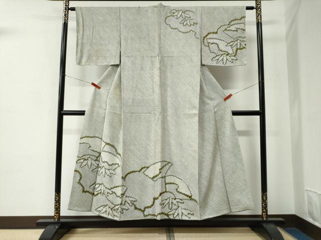 平和屋着物●訪問着　総絞り　雲取り笹文　正絹　逸品　CABC7047yc