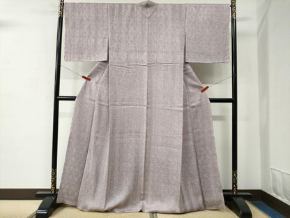 平和屋着物●名門　藤娘きぬたや・杢目絞り　小紋　縞　正絹　逸品　未使用　CABC7048yc