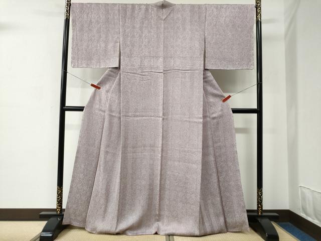 平和屋着物●名門　藤娘きぬたや・杢目絞り　小紋　縞　正絹　逸品　未使用　CABC7048yc
