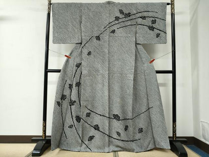 平和屋着物●訪問着　総絞り　舞葉文　黒地　正絹　逸品　CABC7049yc