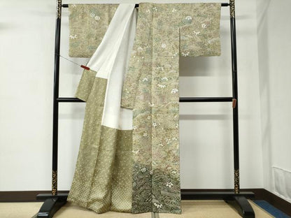 平和屋着物●訪問着　総絞り　風景浜松花文　暈し染め　正絹　逸品　CABC7053yc