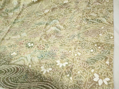 平和屋着物●訪問着　総絞り　風景浜松花文　暈し染め　正絹　逸品　CABC7053yc