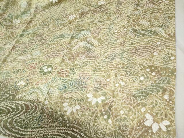 平和屋着物●訪問着　総絞り　風景浜松花文　暈し染め　正絹　逸品　CABC7053yc