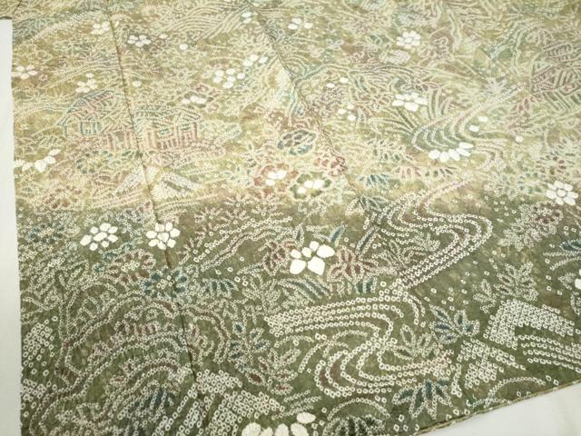 平和屋着物●訪問着　総絞り　風景浜松花文　暈し染め　正絹　逸品　CABC7053yc