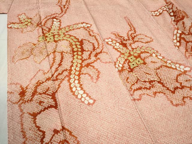 平和屋着物●訪問着　総絞り　駒刺繍　桐唐草文　正絹　逸品　CABC7054yc