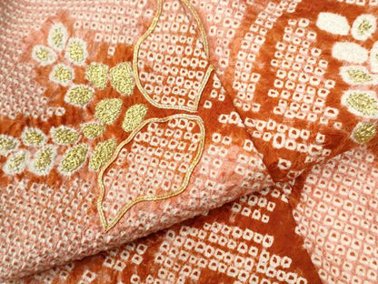 平和屋着物●訪問着　総絞り　駒刺繍　桐唐草文　正絹　逸品　CABC7054yc