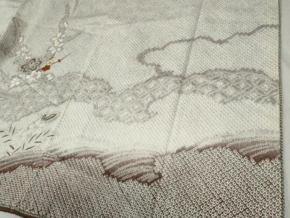 平和屋着物●訪問着　総絞り　刺繍　流水御所車吉祥花文　暈し染め　やまと誂製　正絹　逸品　未使用　CABC7059yc