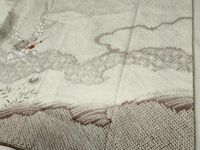 平和屋着物●訪問着　総絞り　刺繍　流水御所車吉祥花文　暈し染め　やまと誂製　正絹　逸品　未使用　CABC7059yc