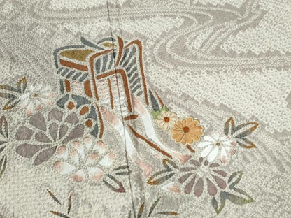 平和屋着物●訪問着　総絞り　刺繍　流水御所車吉祥花文　暈し染め　やまと誂製　正絹　逸品　未使用　CABC7059yc