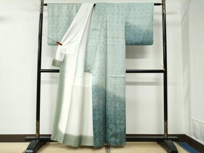 平和屋着物●名門　藤娘きぬたや・杢目絞り　訪問着　草花文　暈し染め　正絹　逸品　CABC7060yc