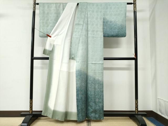 平和屋着物●名門　藤娘きぬたや・杢目絞り　訪問着　草花文　暈し染め　正絹　逸品　CABC7060yc