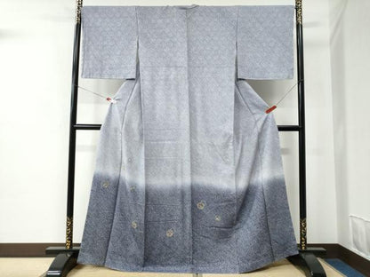 平和屋着物●訪問着　総絞り　総刺繍　雪輪草花文　暈し染め　金彩　正絹　逸品　未使用　CABC7061yc