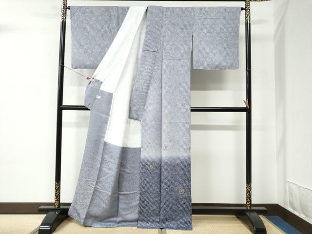 平和屋着物●訪問着　総絞り　総刺繍　雪輪草花文　暈し染め　金彩　正絹　逸品　未使用　CABC7061yc