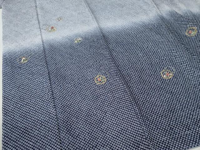 平和屋着物●訪問着　総絞り　総刺繍　雪輪草花文　暈し染め　金彩　正絹　逸品　未使用　CABC7061yc
