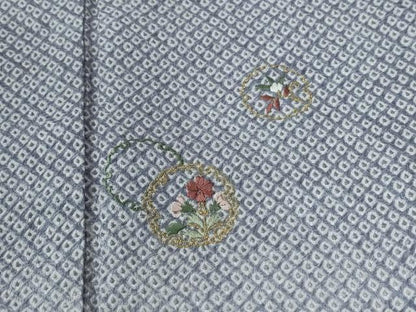 平和屋着物●訪問着　総絞り　総刺繍　雪輪草花文　暈し染め　金彩　正絹　逸品　未使用　CABC7061yc