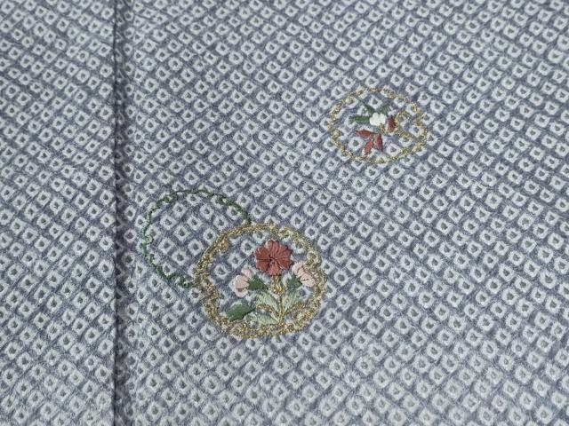 平和屋着物●訪問着　総絞り　総刺繍　雪輪草花文　暈し染め　金彩　正絹　逸品　未使用　CABC7061yc