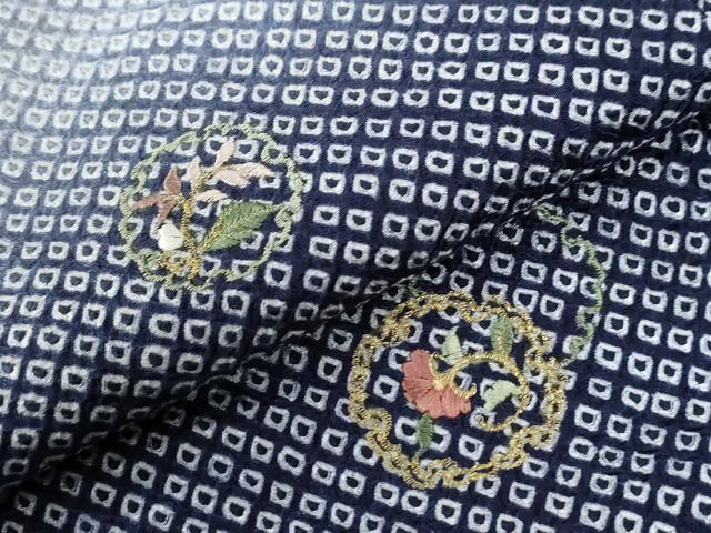 平和屋着物●訪問着　総絞り　総刺繍　雪輪草花文　暈し染め　金彩　正絹　逸品　未使用　CABC7061yc