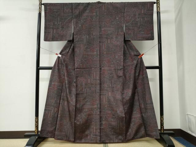 平和屋着物●洗える最高級着物　＜英＞はなぶさ謹製　小紋　吉祥花唐草文　CABC7062yc