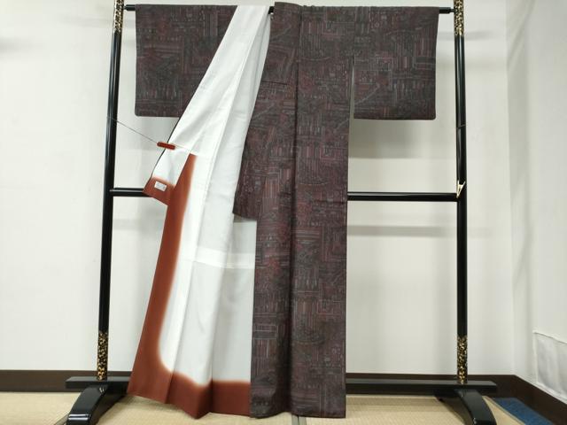 平和屋着物●洗える最高級着物　＜英＞はなぶさ謹製　小紋　吉祥花唐草文　CABC7062yc