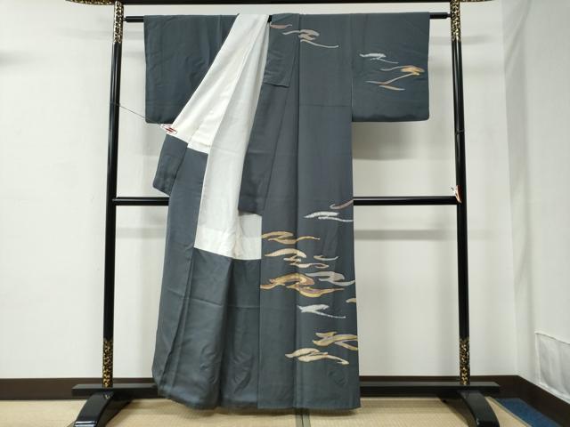 平和屋着物●訪問着　駒刺繍　霞文　金彩　正絹　逸品　CABC7068yc