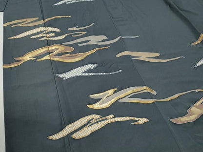 平和屋着物●訪問着　駒刺繍　霞文　金彩　正絹　逸品　CABC7068yc
