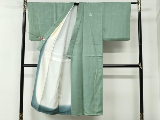 平和屋着物●男性　色紋付　霞地紋　裏葉柳色　正絹　逸品　CABC7071yc