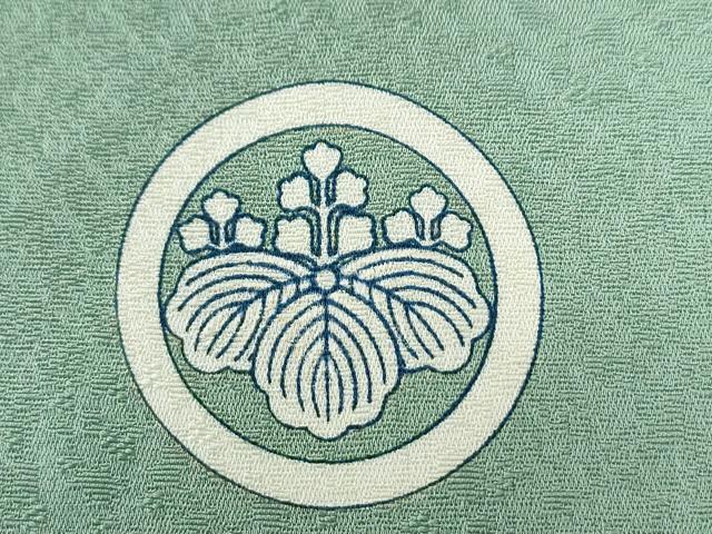 平和屋着物●男性　色紋付　霞地紋　裏葉柳色　正絹　逸品　CABC7071yc