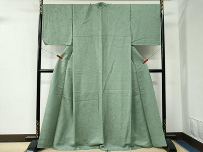 平和屋着物●上質な色無地　辻が花地紋　薄萌葱色　正絹　逸品　未使用　CABC7074yc