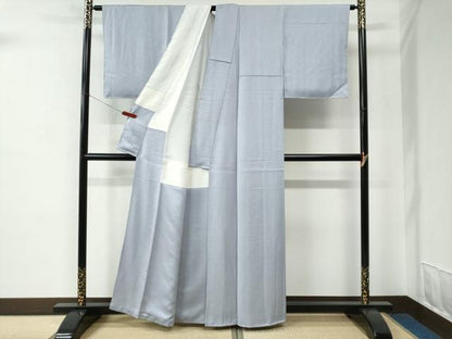 平和屋着物●上質な色無地　牡丹鼠色　正絹　逸品　未使用　CABC7075yc