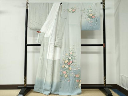 平和屋着物●訪問着　友禅　作家物　枝花文　暈し染め　正絹　逸品　CABC7076yc